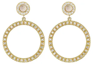 Moonstone & White Sapphire Hoops