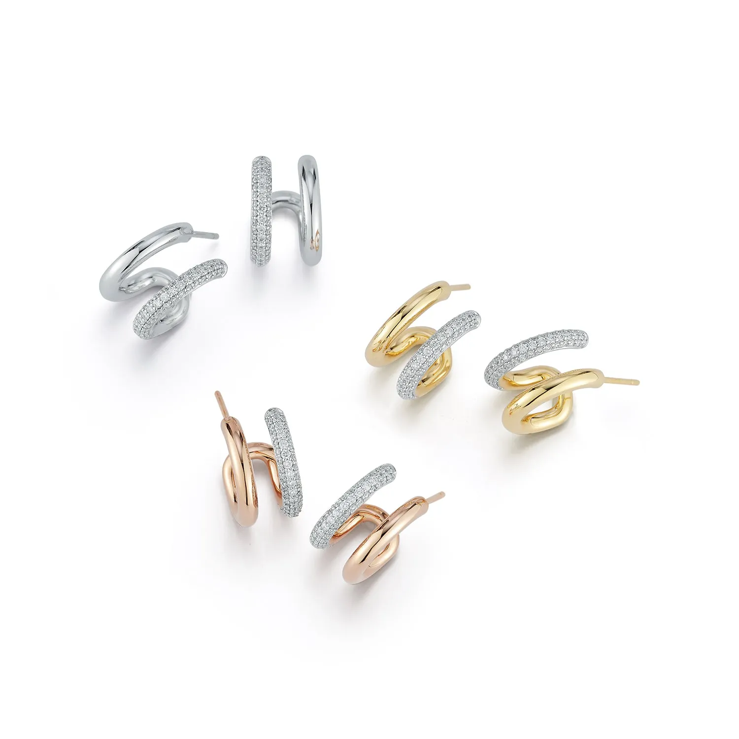 MORRELL 18K GOLD AND DIAMOND ELONGATED LINK HOOP EARRINGS