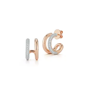 MORRELL 18K GOLD AND DIAMOND ELONGATED LINK HOOP EARRINGS