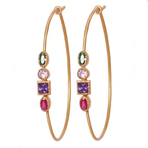 Mosaic Radiant Gemstone Hoop Earrings