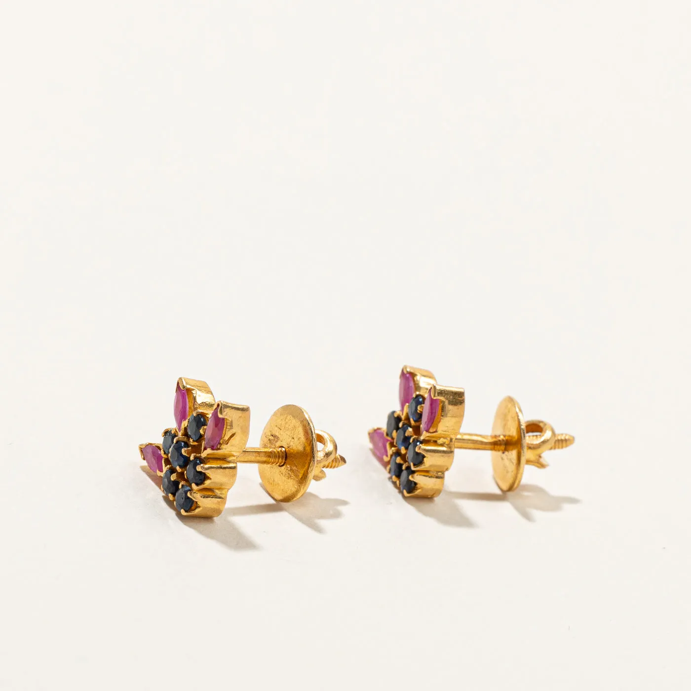 Multi Gemstones Gold Earrings | 0.74ctw |
