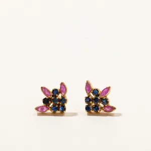 Multi Gemstones Gold Earrings | 0.74ctw |