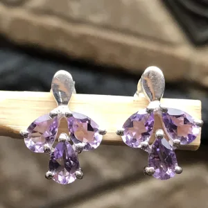 Natural 2.5ct Purple Amethyst 925 Solid Sterling Silver Earrings 15mm