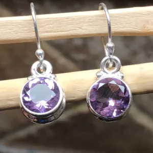 Natural 2ct Purple Amethyst 925 Solid Sterling Silver Earrings 25mm