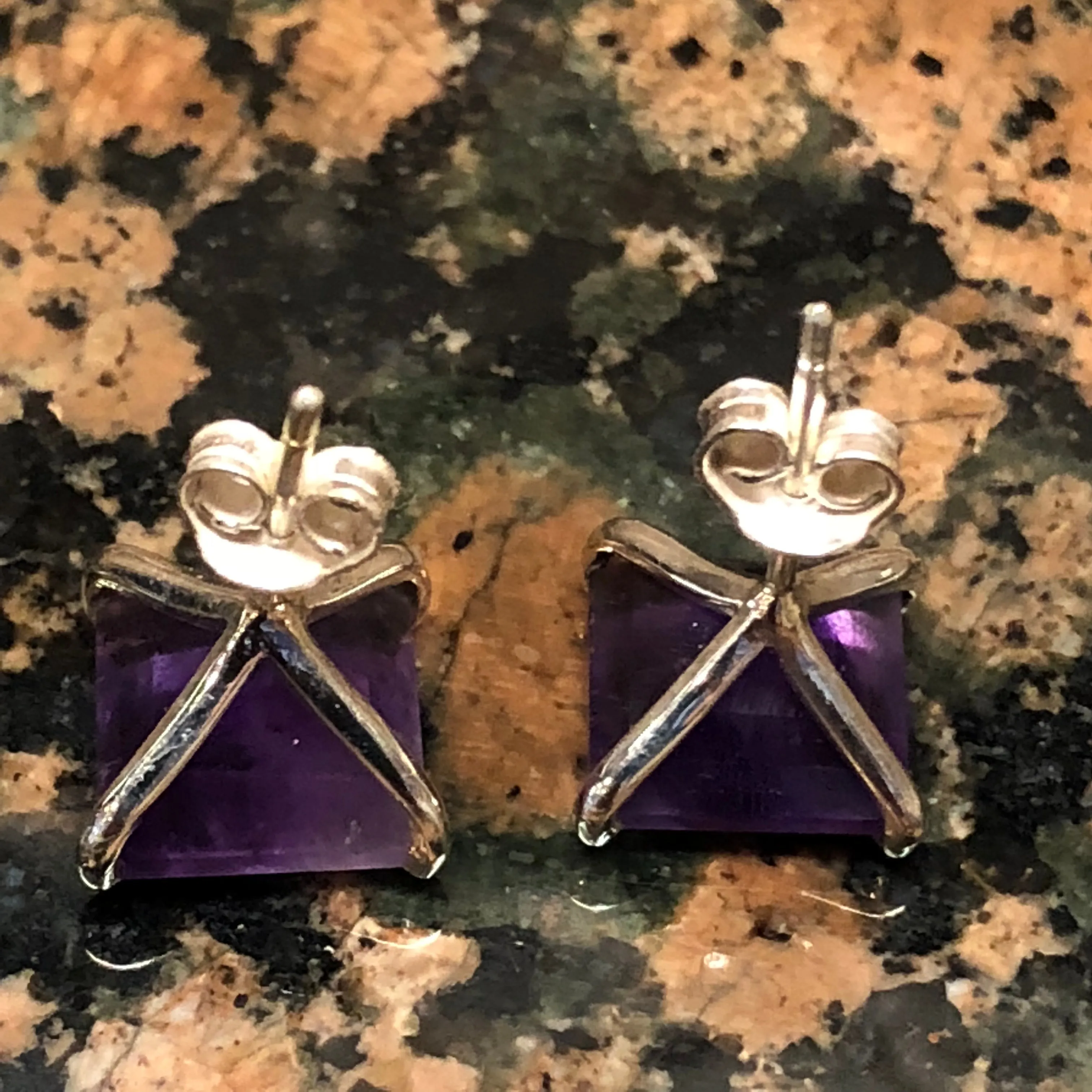 Natural 4.5ct Purple Amethyst 925 Solid Sterling Silver Earrings 9mm