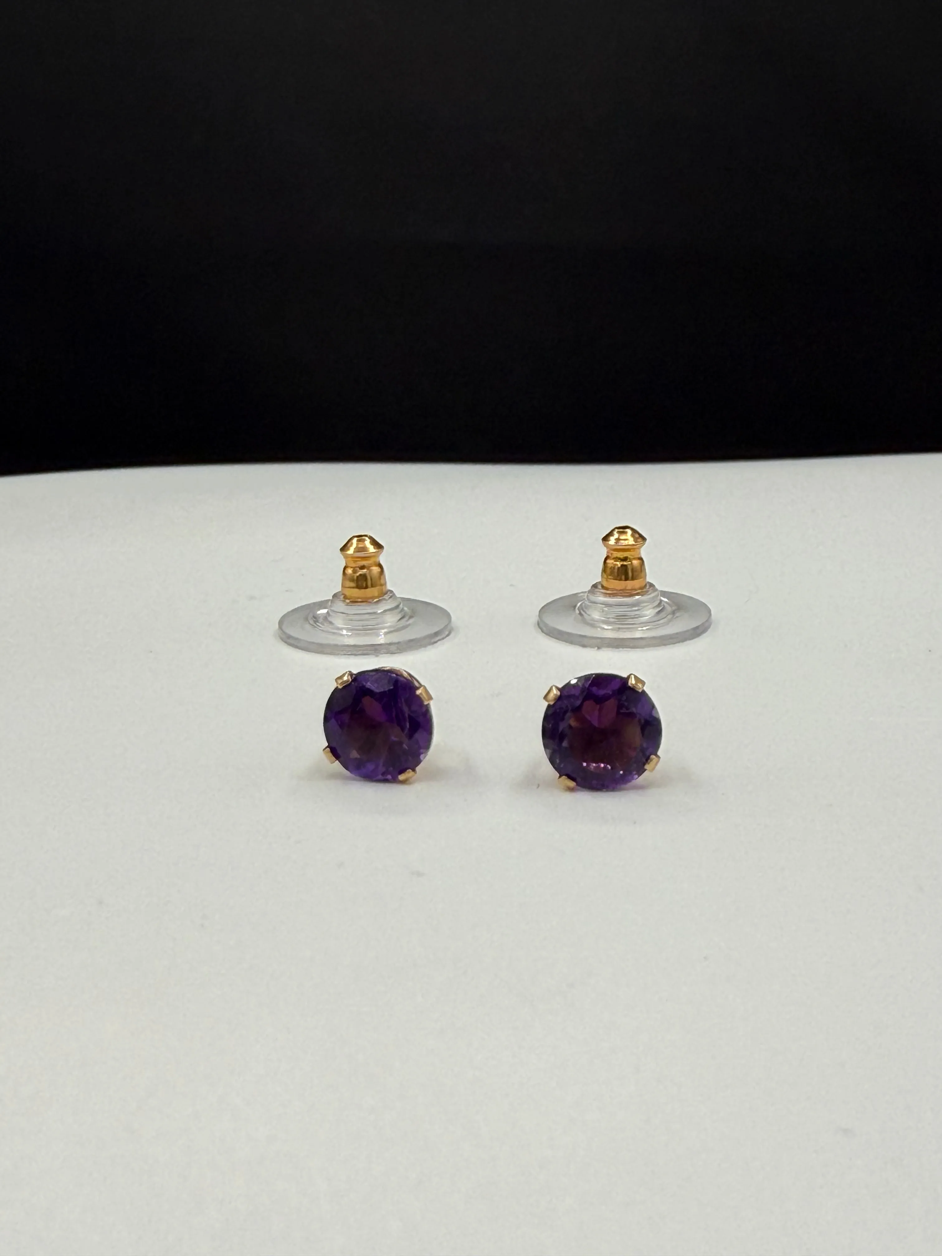 Natural Amethyst 14K Yellow Gold Earrings