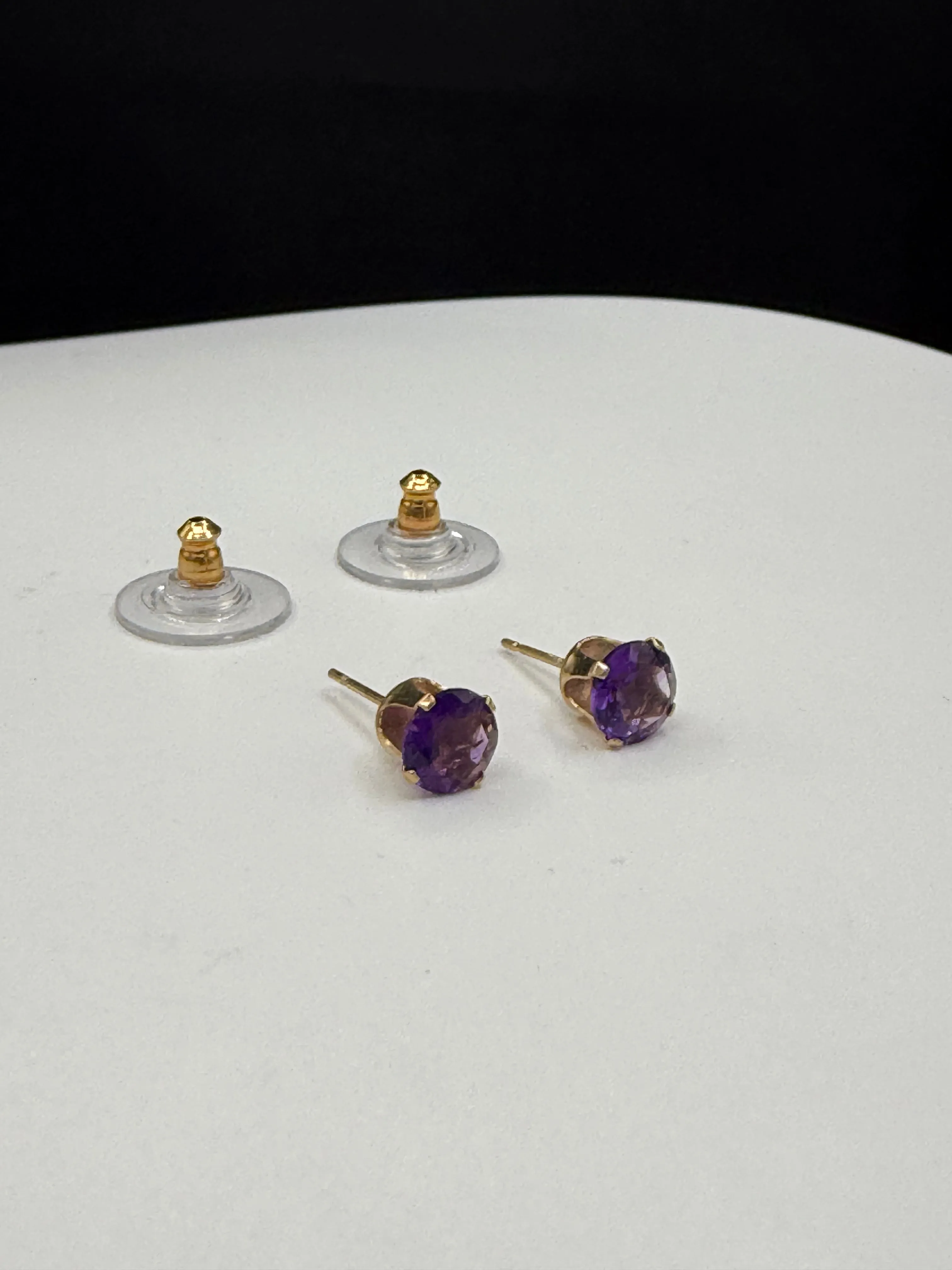 Natural Amethyst 14K Yellow Gold Earrings