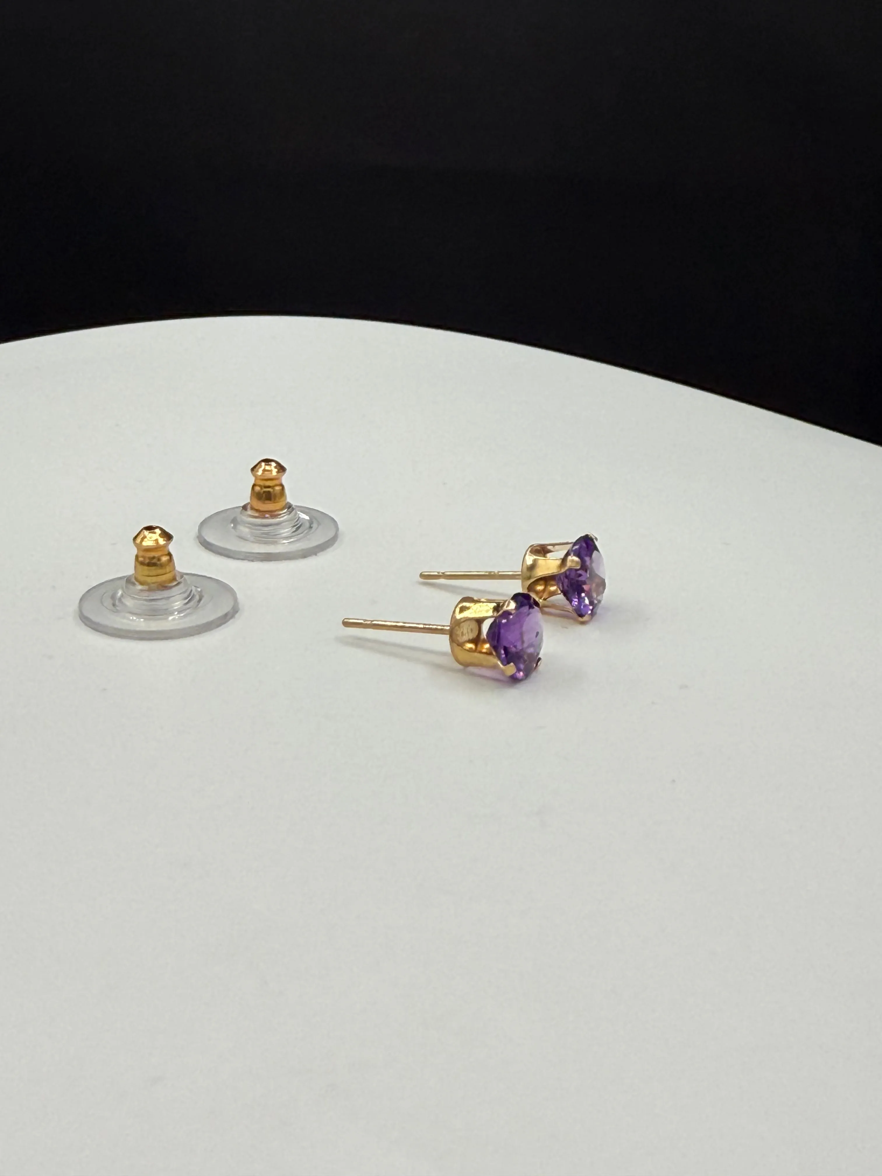 Natural Amethyst 14K Yellow Gold Earrings