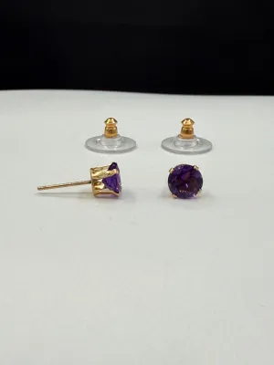 Natural Amethyst 14K Yellow Gold Earrings
