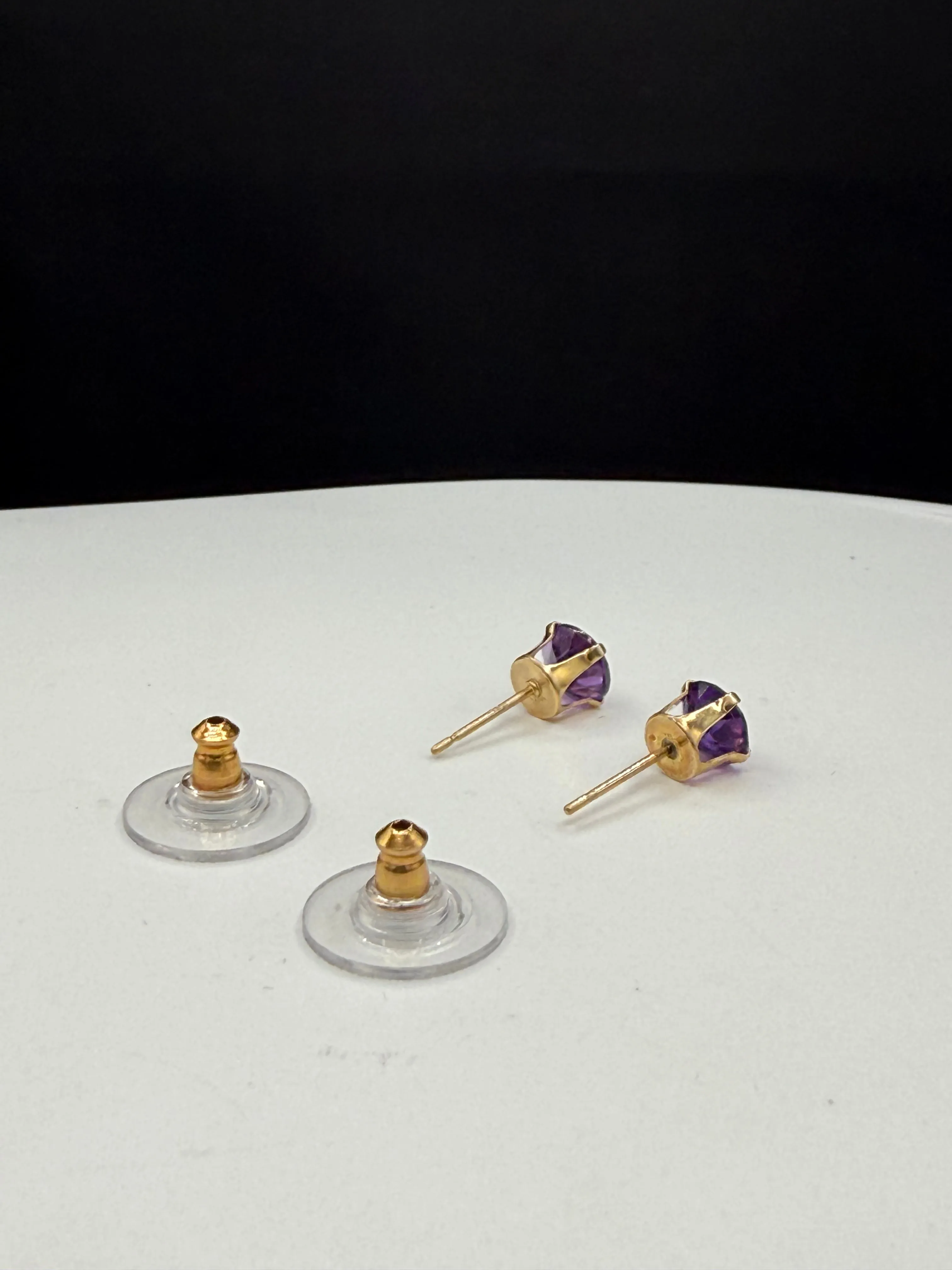 Natural Amethyst 14K Yellow Gold Earrings