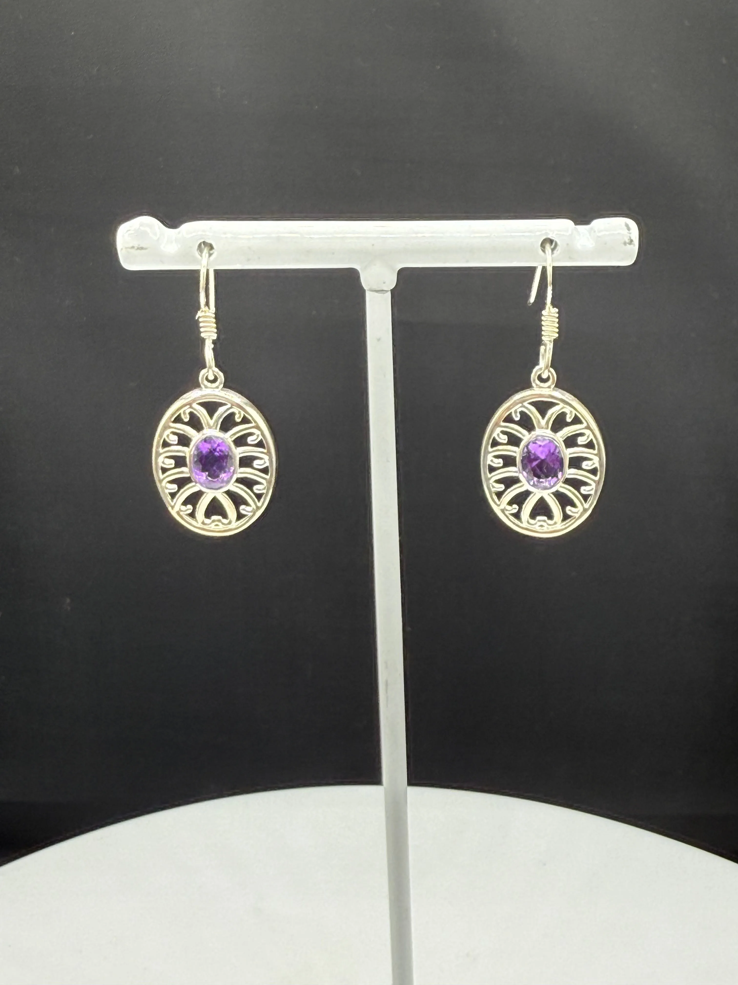 Natural Amethyst Sterling Silver Dangle Earrings | 1.44”