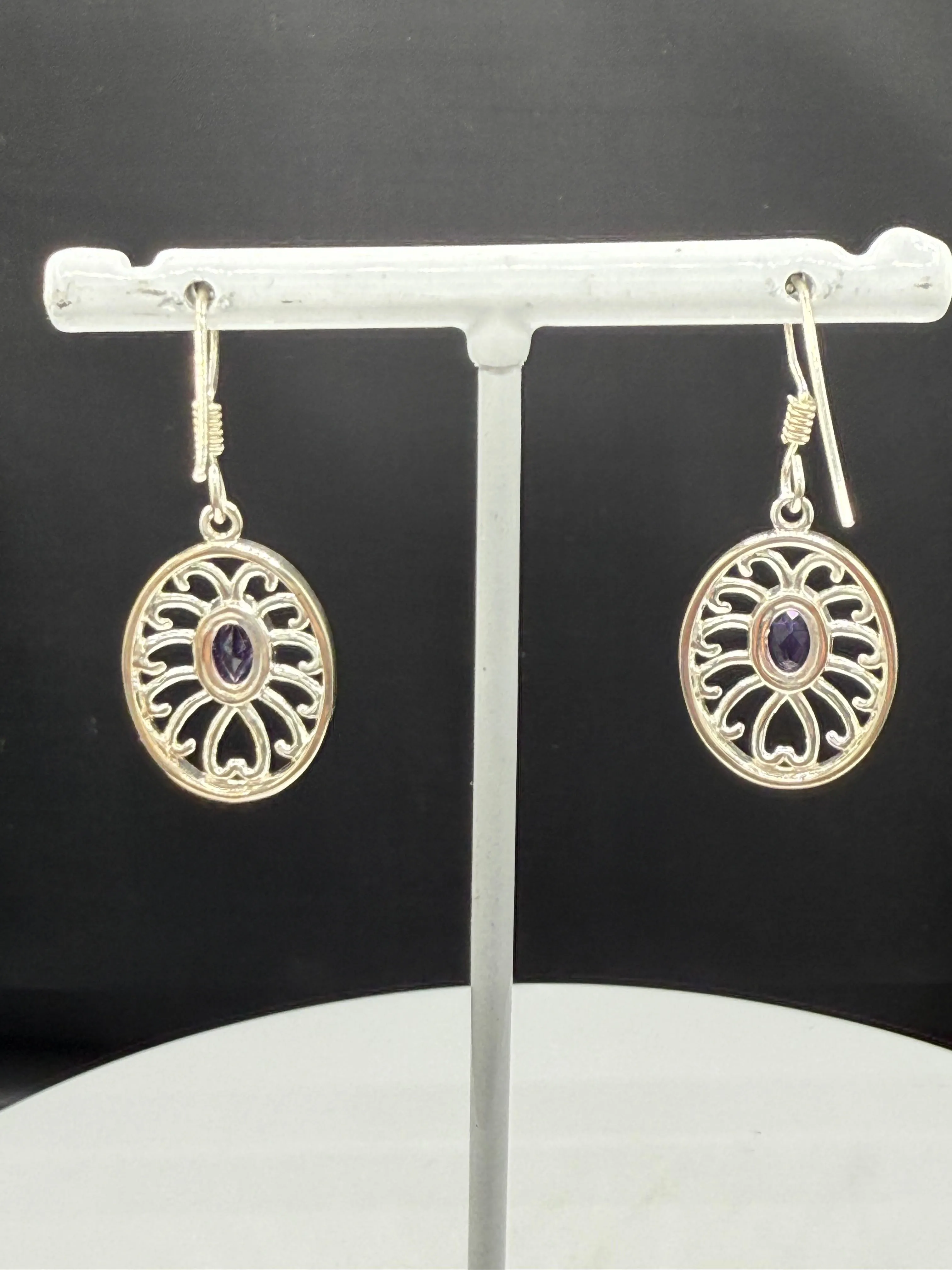 Natural Amethyst Sterling Silver Dangle Earrings | 1.44”