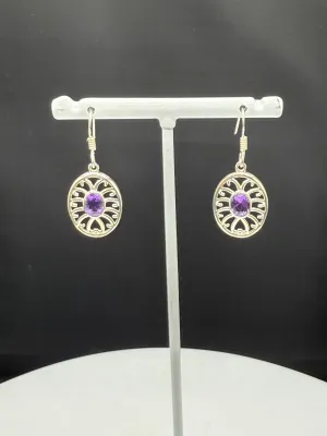 Natural Amethyst Sterling Silver Dangle Earrings | 1.44”