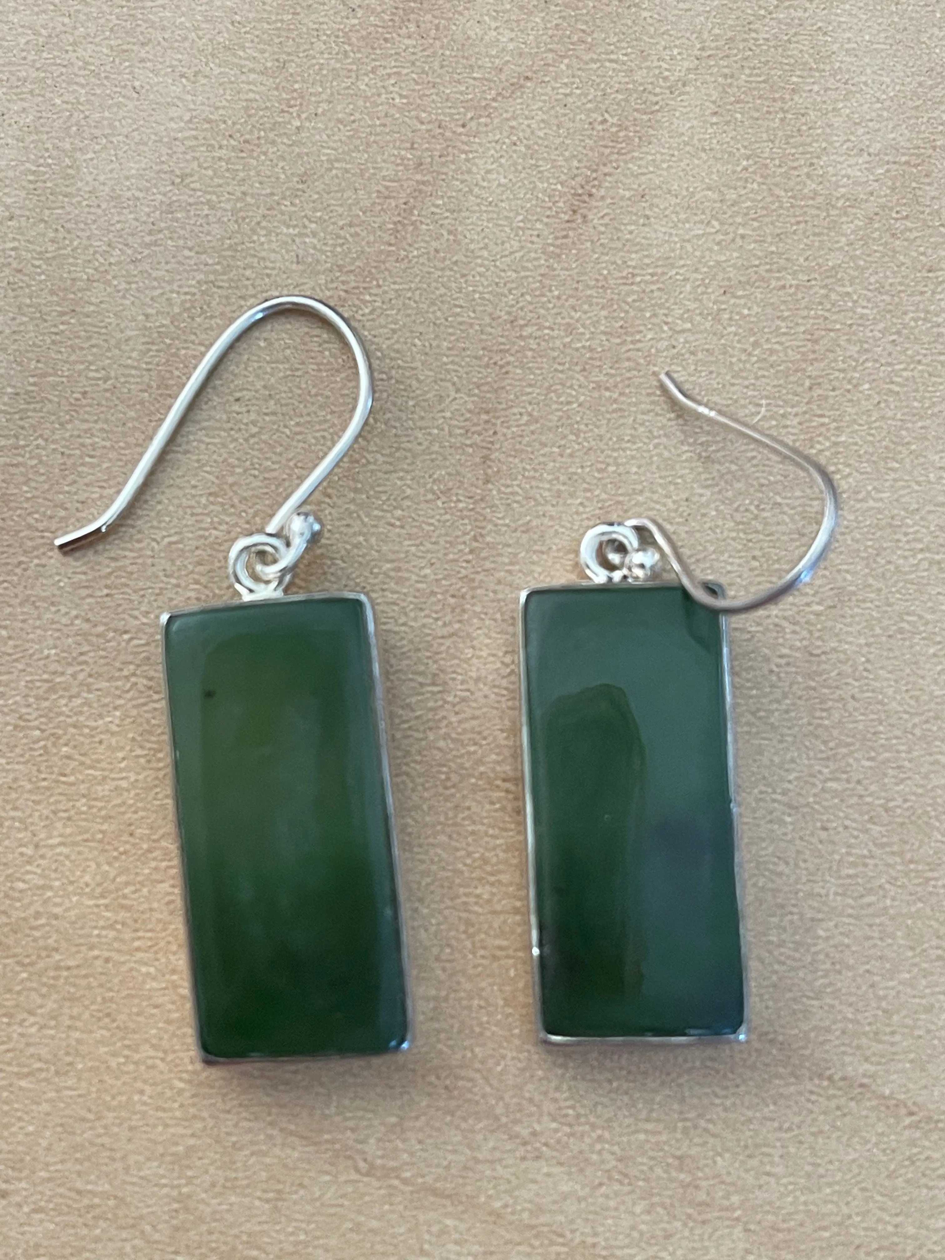 Natural Green Aventurine Jade 925 Solid Sterling Silver Earrings 35mm