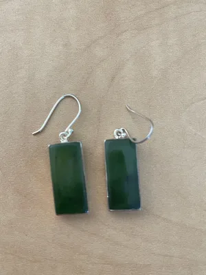 Natural Green Aventurine Jade 925 Solid Sterling Silver Earrings 35mm