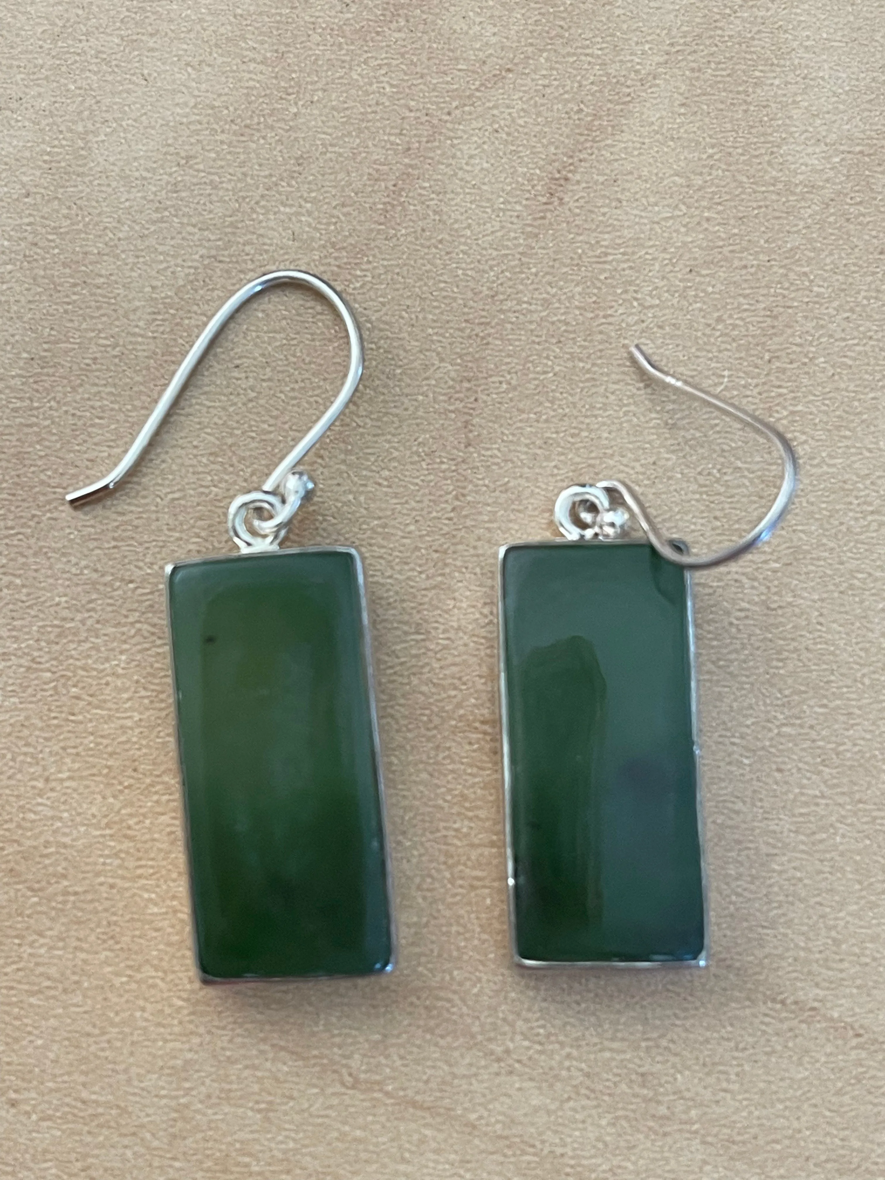 Natural Green Aventurine Jade 925 Solid Sterling Silver Earrings 35mm