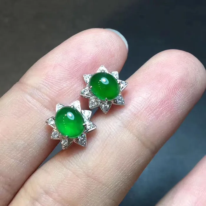 Natural Jade Earrings Jadeite Earrings NEG11