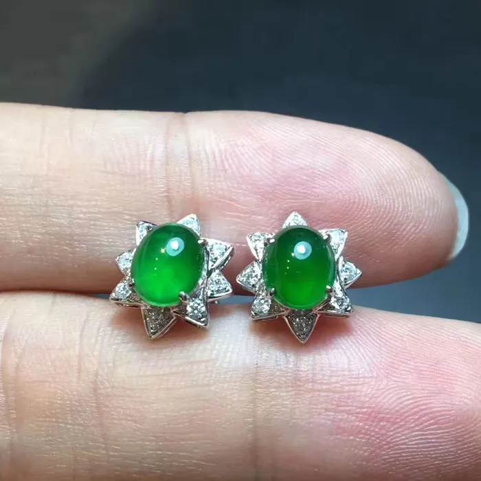 Natural Jade Earrings Jadeite Earrings NEG11