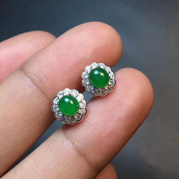 Natural Jade Earrings Jadeite Earrings NEG2