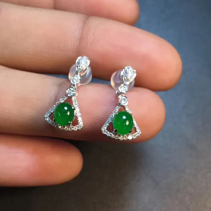 Natural Jade Earrings Jadeite Earrings NEG2