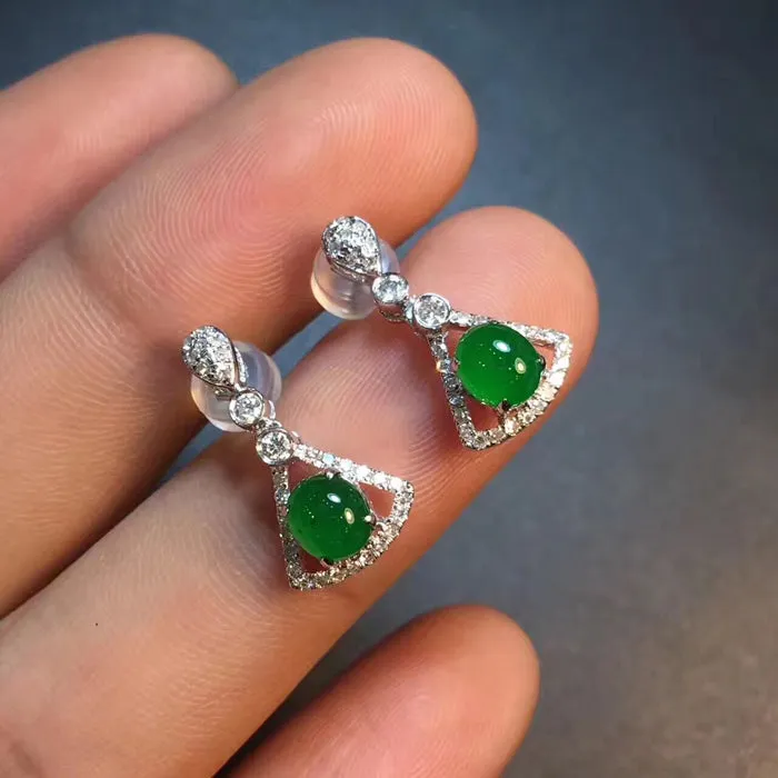 Natural Jade Earrings Jadeite Earrings NEG2