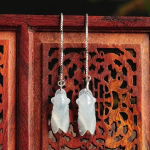 Natural Jade Earrings Jadeite Silver Earrings EG70