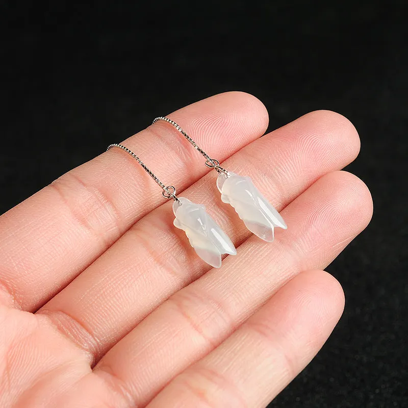 Natural Jade Earrings Jadeite Silver Earrings EG70