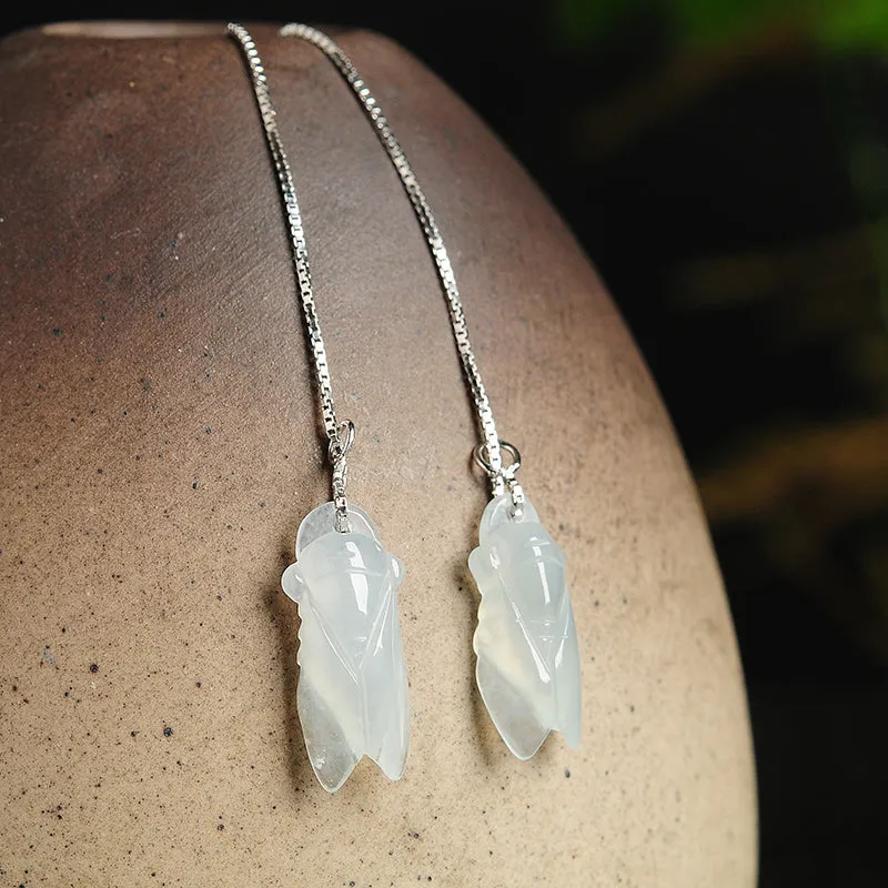 Natural Jade Earrings Jadeite Silver Earrings EG70