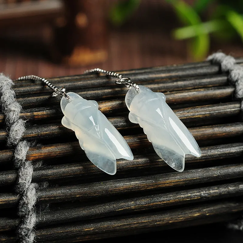 Natural Jade Earrings Jadeite Silver Earrings EG70