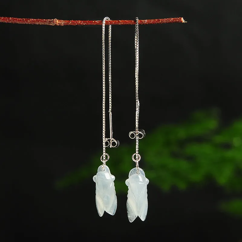 Natural Jade Earrings Jadeite Silver Earrings EG70