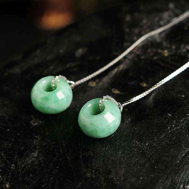 Natural Jade Earrings Jadeite Silver Earrings EG75