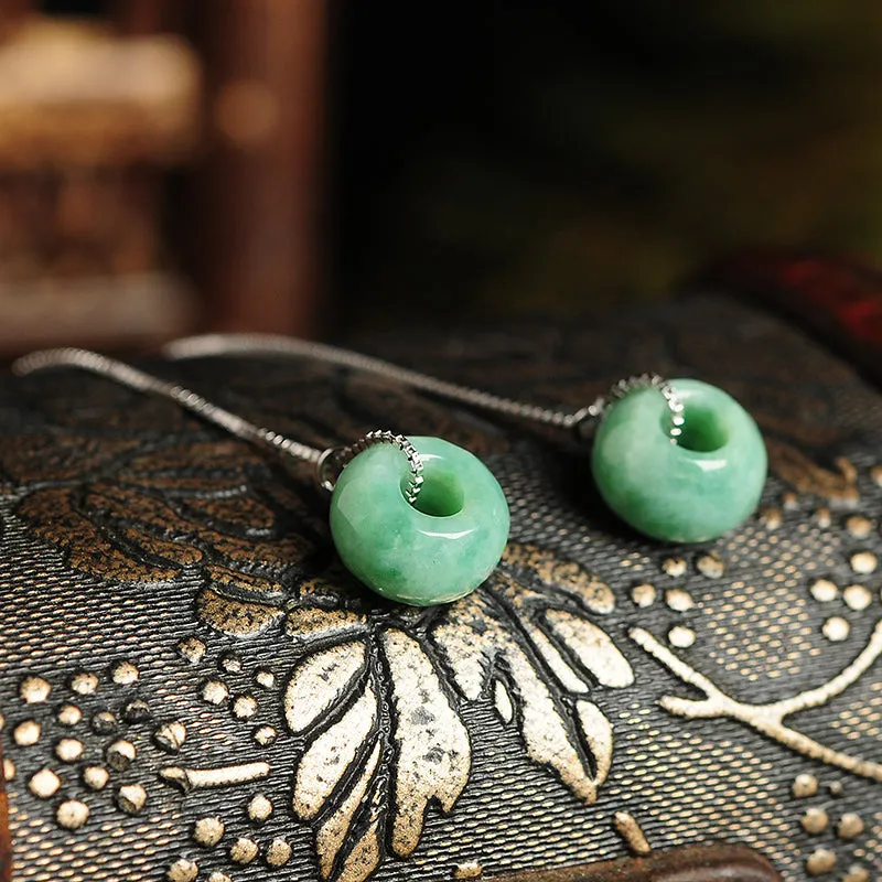 Natural Jade Earrings Jadeite Silver Earrings EG75