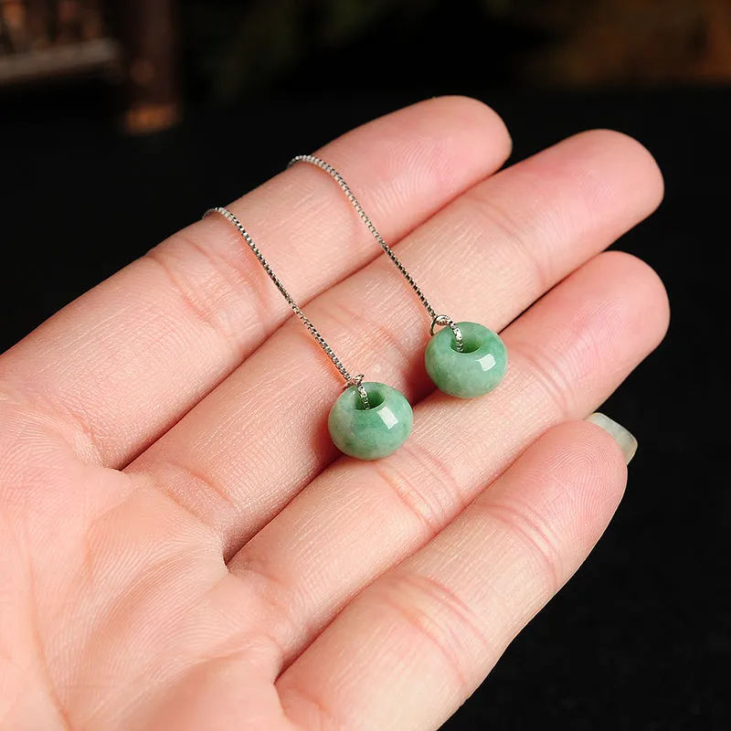 Natural Jade Earrings Jadeite Silver Earrings EG75