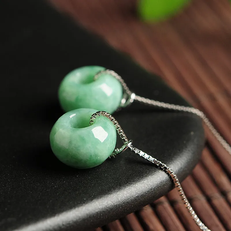 Natural Jade Earrings Jadeite Silver Earrings EG75