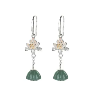Natural Jade Earrings Jadeite Silver Earrings ZNE266