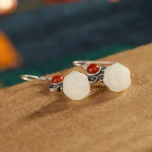 Natural Jade Earrings Nephrite Agate Silver Earrings ZNE161