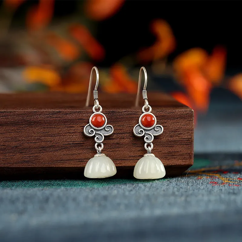 Natural Jade Earrings Nephrite Agate Silver Earrings ZNE161