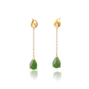 Natural Jade Earrings Nephrite Silver Earrings ZEG535