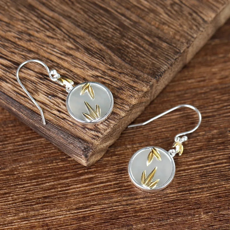 Natural Jade Earrings Nephrite Silver Earrings ZNE167