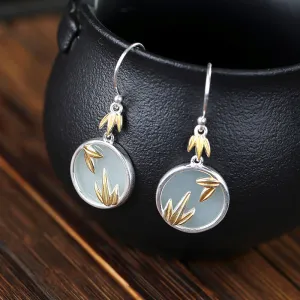 Natural Jade Earrings Nephrite Silver Earrings ZNE167