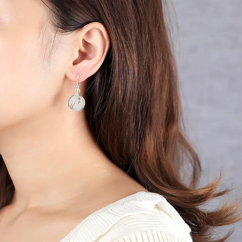 Natural Jade Earrings Nephrite Silver Earrings ZNE167