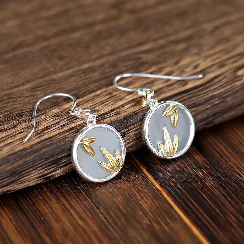 Natural Jade Earrings Nephrite Silver Earrings ZNE167