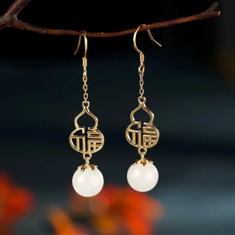 Natural Jade Earrings Nephrite Silver Earrings ZNE192