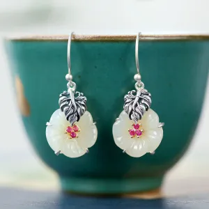 Natural Jade Earrings Nephrite Silver Earrings ZNE225