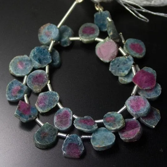 Natural Multi Color Ruby Zoisite Smooth Slice Beads 7.5mm 8mm 8inches
