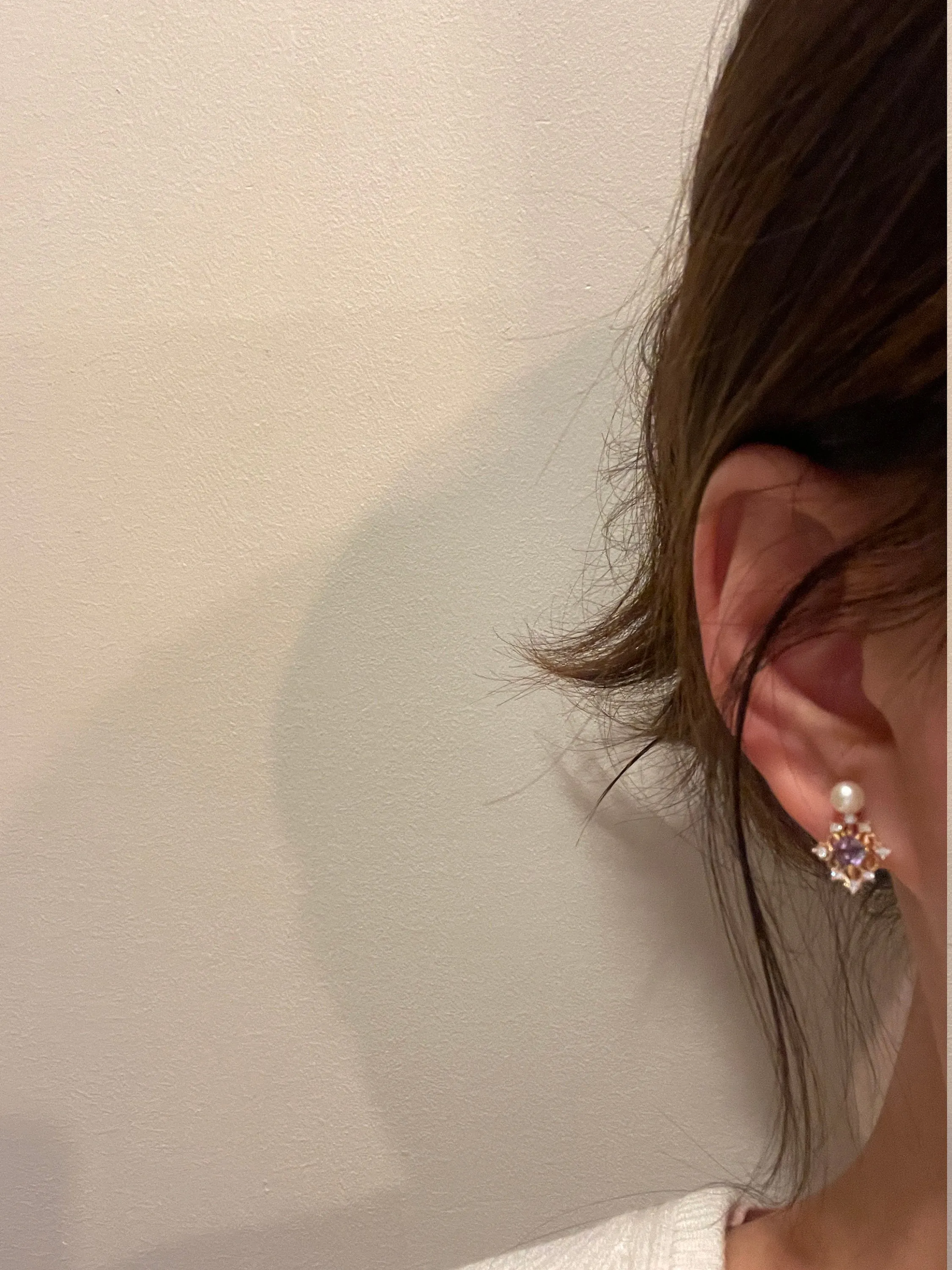 Natural Pearl Dainty Studs Ruby Amethyst Crystal Earrings