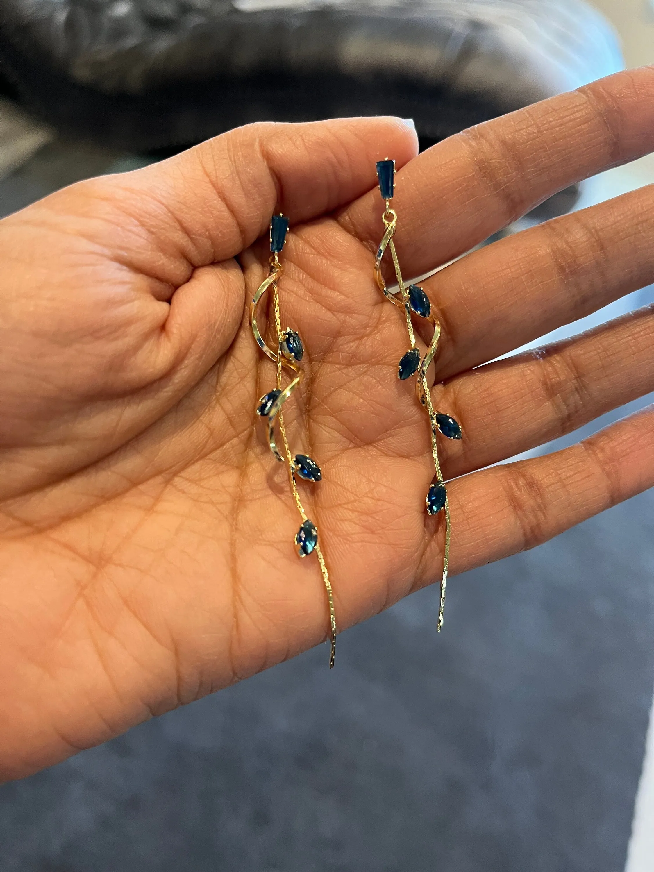 navy blue earrings , navy blue gold chandelier earring , dark blue wedding earring , navy crystal earrings , navy blue earrings