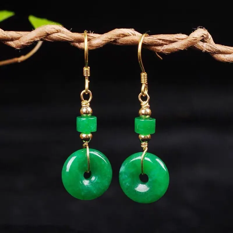 New Elegant Emerald Jade Earrings