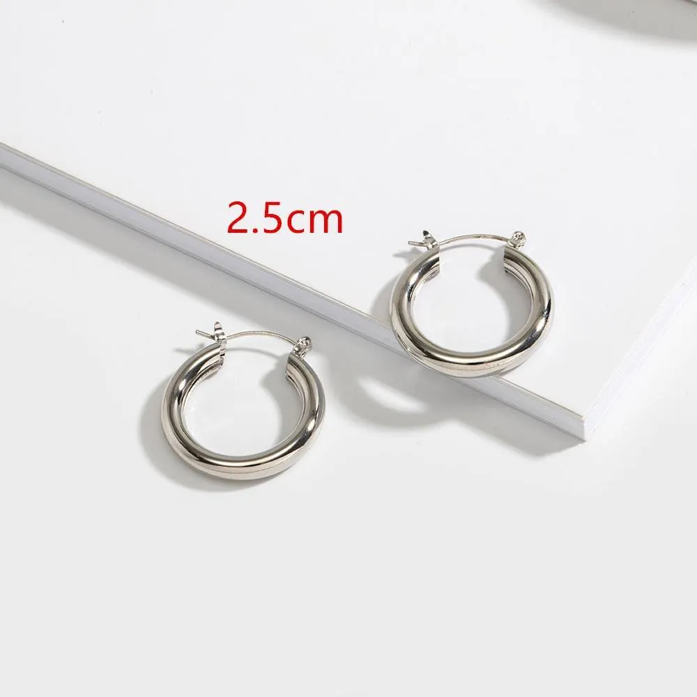 New Minimalist Gold Metal Large Circle Geometric Round Big Hoop Earrings for Women and Girl In Wedding Party Jewelry Style