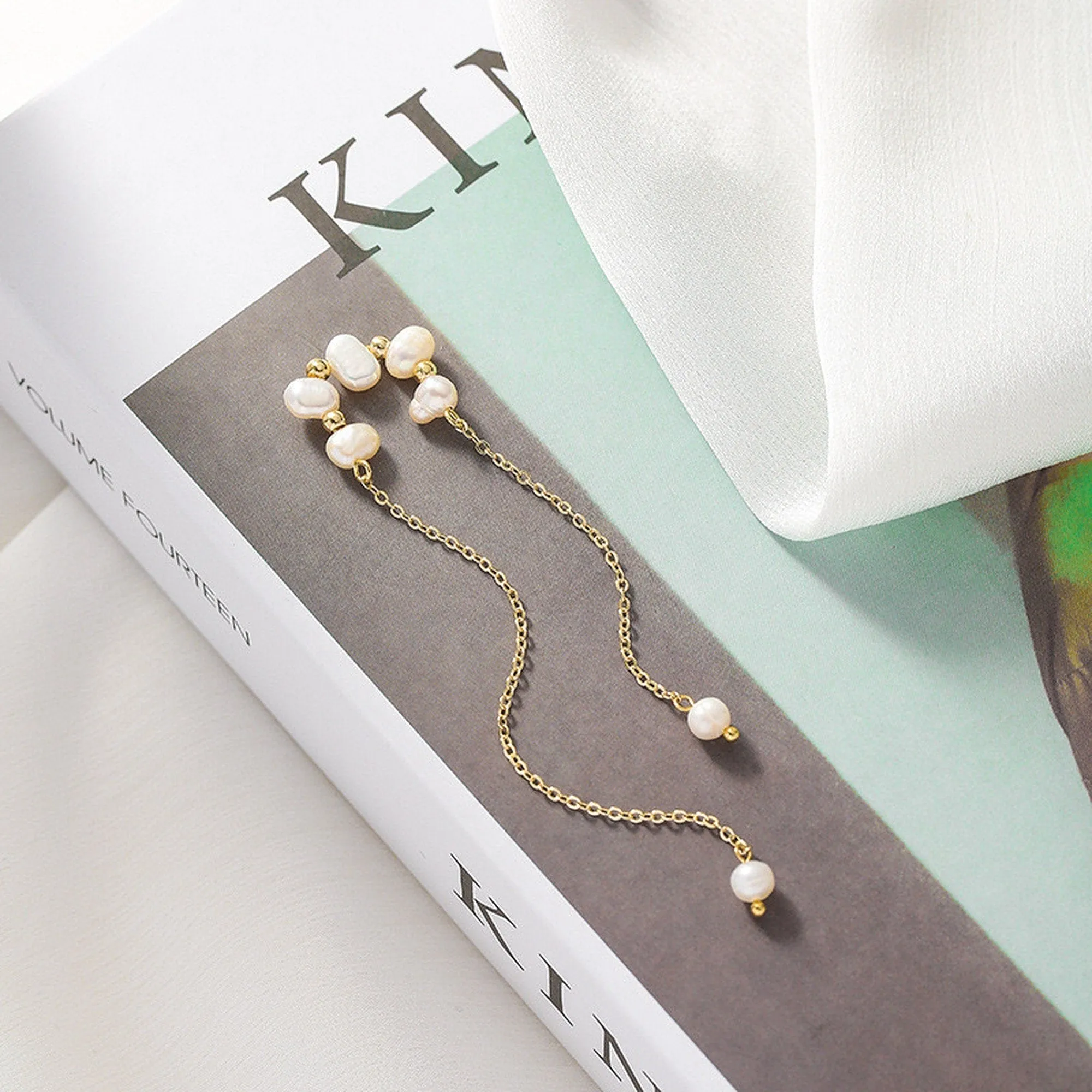 No piercing Pearl Drop Ear Cuff